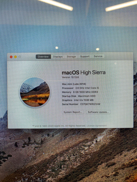 Apple Mac mini Late 2014 Intel Core i5-4278U @ 2.60 GHz 8 GB RAM 1 TB HDD
