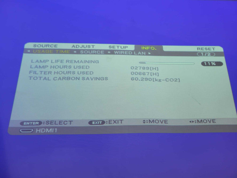 NEC UM330W Ultra Short Throw Projector, 2789 Lamp Hours, No Remote _