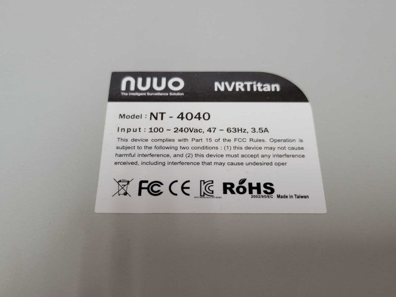 Nuuo NVRTitan NT-4040 Stand-Alone Network Video Recorder, 4x HDD Trays, READ _