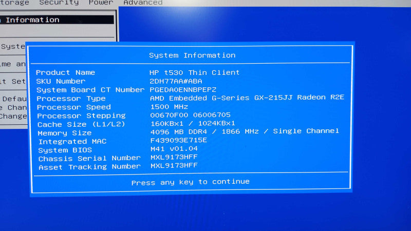 HP T530 ThinClient GX-215JJ Radeon R2E 1.50ghz / 4gb ram / READ #