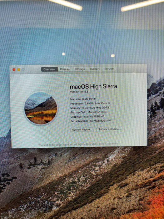 Apple Mac mini Late 2014 Intel Core i5-4278U @ 2.60 GHz 8 GB RAM 250 GB SSD