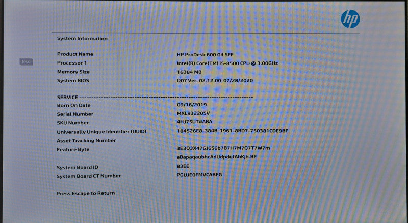 HP ProDesk 600 G4 SFF i5-8500 @ 3.00GHz 16GB DDR4 256GB M.2 )
