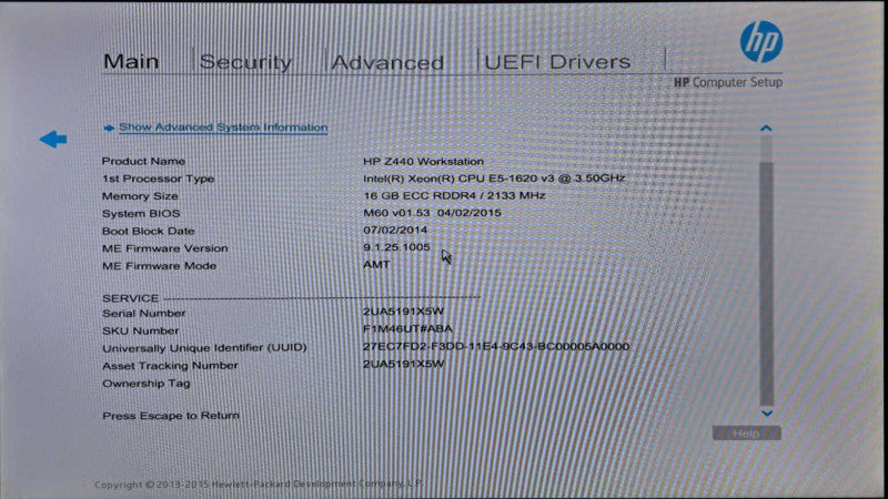 HP Z440 WorkStation Xeon E5-1620 v3 @ 3.50GHz 16GB DDR4 Quadro K4200 GPU )