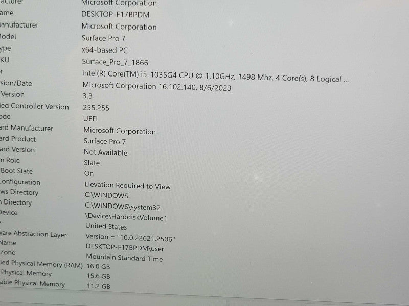 Microsoft Surface Pro 7 Core i5-1035G4, 16GB RAM, 256GB SSD w/ Power, READ _