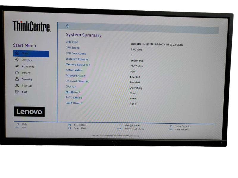 Lenovo ThinkCentre M720e SFF Core i5 - 9400 CPU @ 2.90GHz 16GB DDR4 NO HDD