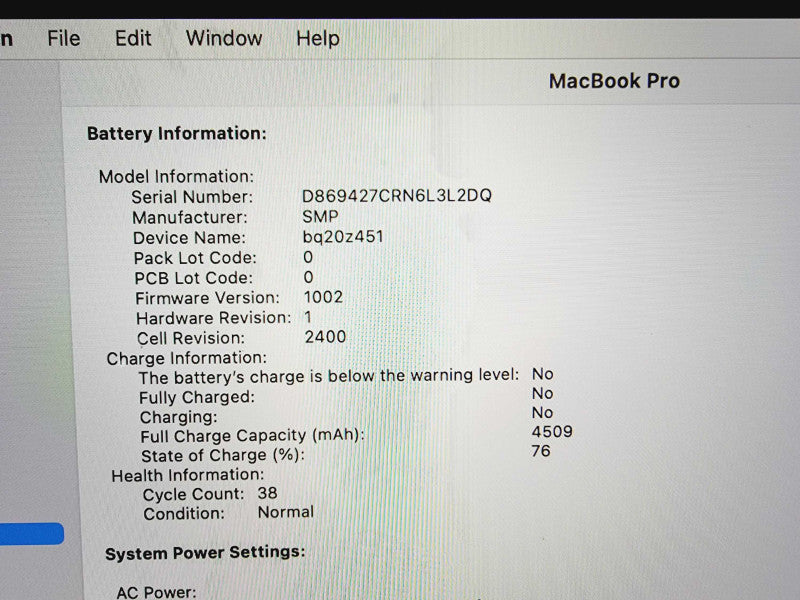 Apple Macbook Pro 2019 13\\" Core i5-8257U @ 1.4GHz 16GB DDR3 120GB SSD (