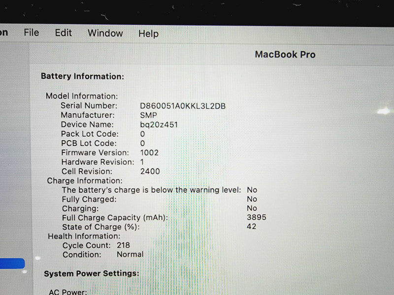 Apple Macbook Pro 2019 13\\" Core i5-8257U @ 1.4GHz 16GB DDR3 120GB SSD [Read] (