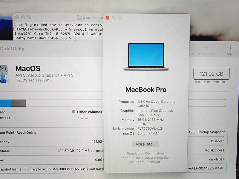 Apple Macbook Pro 2019 13\\" Core i5-8257U @ 1.4GHz 16GB DDR3 120GB SSD [Read] (