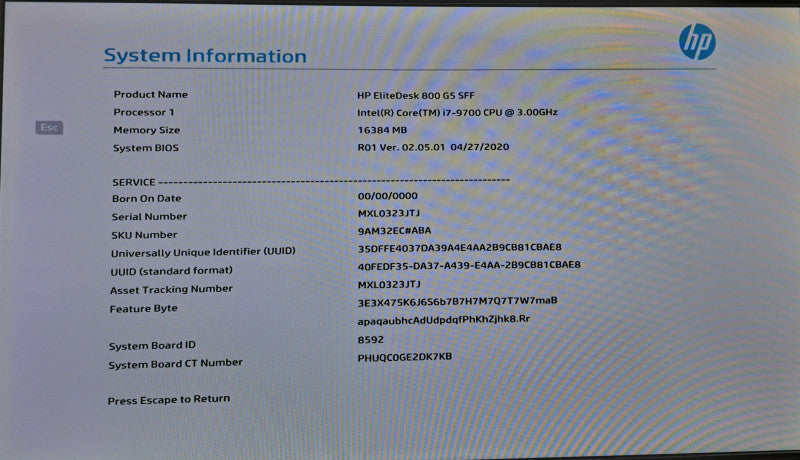HP EliteDesk 800 G5 SFF i7-9700 @ 3.00GHz 16GB DDR4 256GB M.2 )