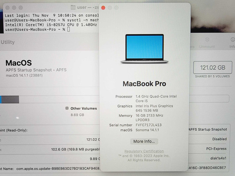 Apple Macbook Pro 2019 13\\" Core i5-8257U @ 1.4GHz 16GB DDR3 120GB SSD (