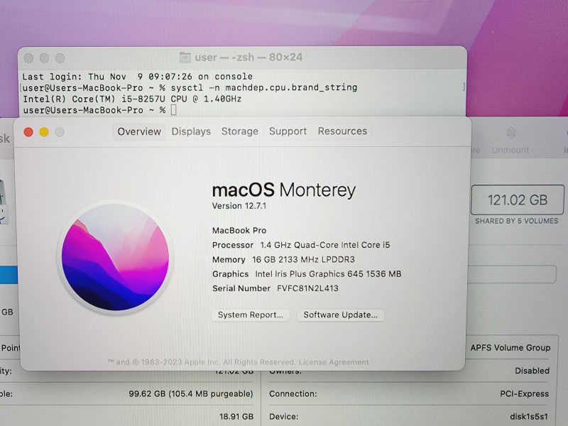 Apple Macbook Pro 2019 13\\" Core i5-8257U @ 1.4GHz 16GB DDR3 120GB SSD [Read] (