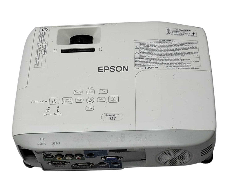 Epson PowerLite S17 H568A 2086 Normal Lamp Hours, No Remote controller _