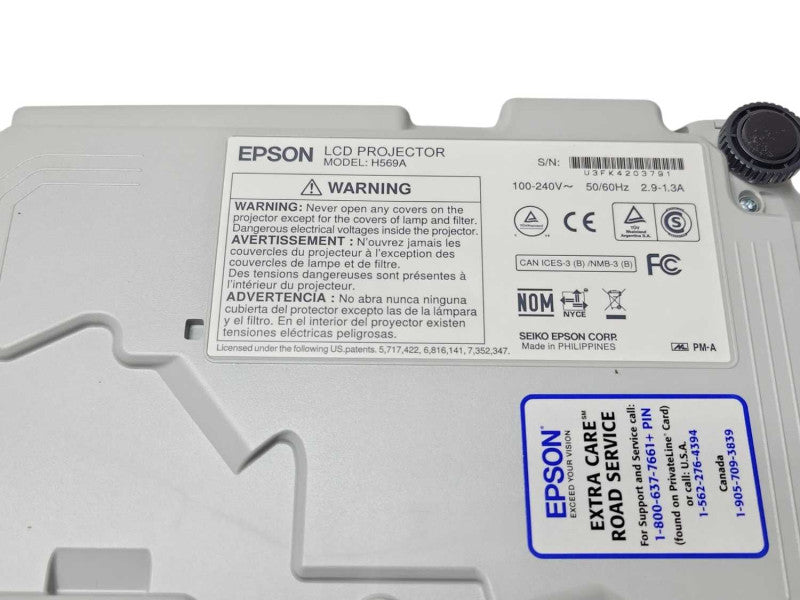 Open Box Epson PowerLite X17 H569A 2700 Lumens 3LCD Projector 0 Lamp hrs _
