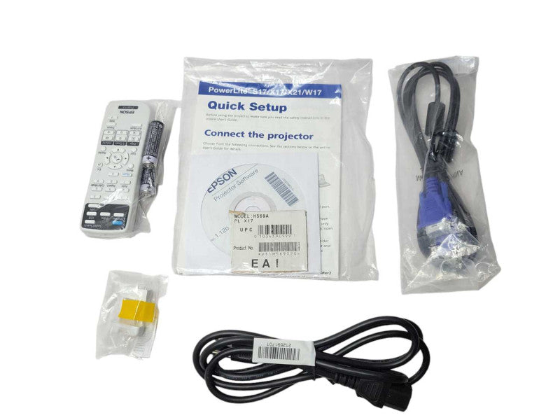 Open Box Epson PowerLite X17 H569A 2700 Lumens 3LCD Projector 0 Lamp hrs _