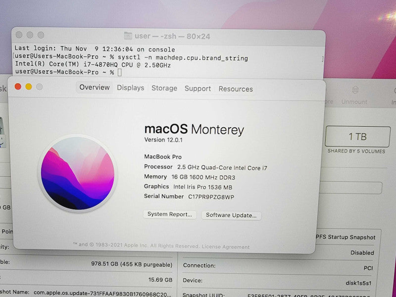 Apple Macbook Pro 2015 15\\" Core i7-4870HQ @ 2.5GHz 16GB DDR3 1TB SSD Radeon R9 M370x 2GB (