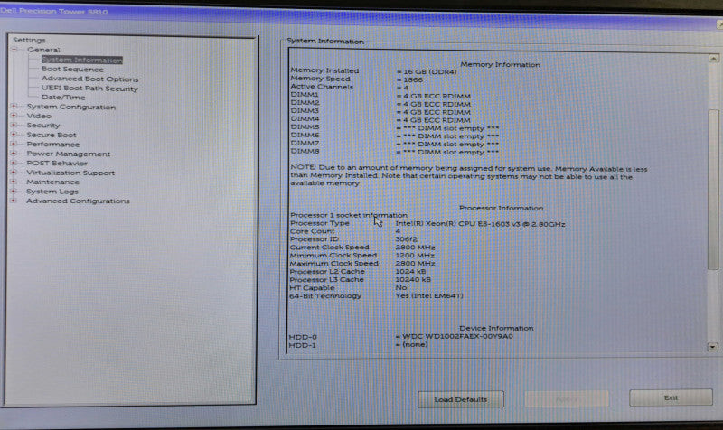 Dell Precision T5810 Xeon E5-1603 v3 @ 2.80GHz 16GB DDR4 NVS510 1TB HDD )