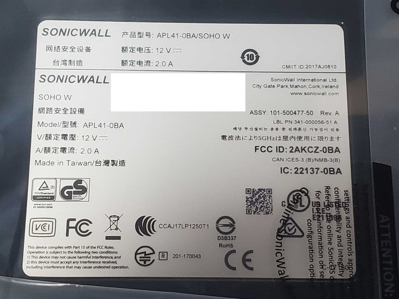 Dell SonicWall SOHO Wireless-N INTL Network Security 01-SSC-0644 Q|
