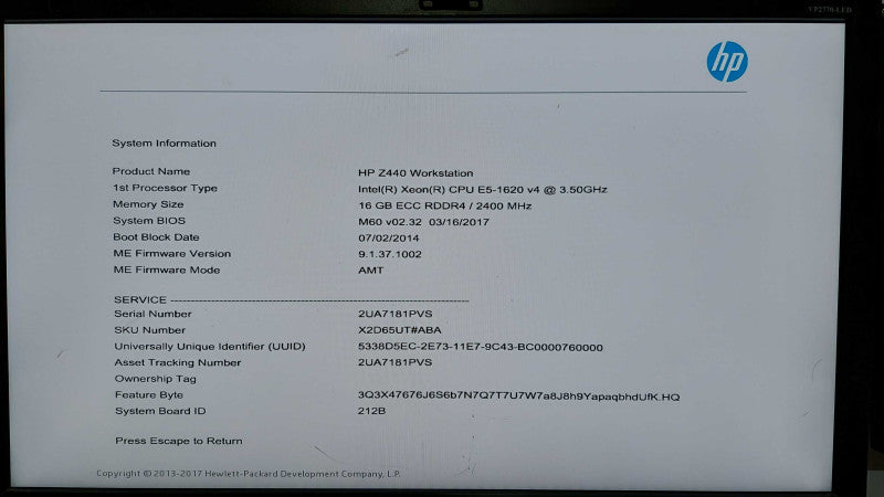 HP Z440 workstation Xeon E5-1620 V4 @ 3.50ghz / 16gb ram / READ #