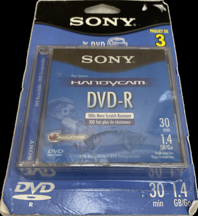 SONY DVDR Recordable DVDs With Cases For Camcorder Pack of 3 Brand New Sealed