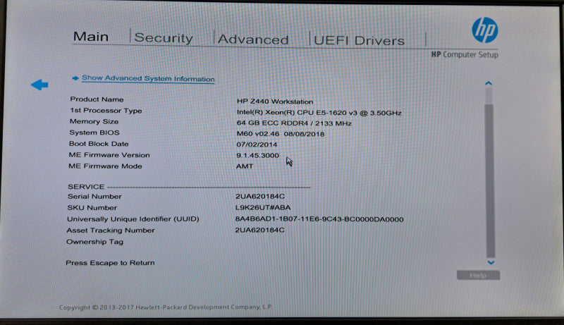HP Z440 WorkStation Xeon E5-1620 v3 @ 3.50GHz 64GB DDR4 K620 GPU *READ* )