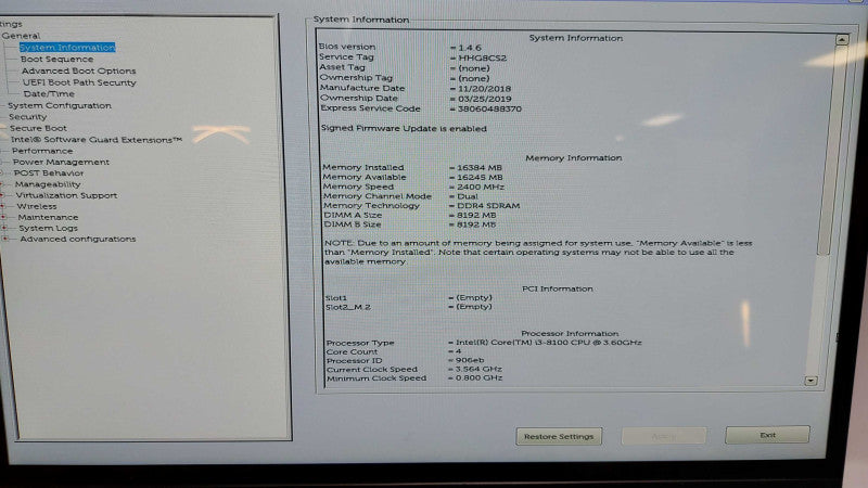 Dell Optiplex 5260 AiO Series i3-8100 @ 3.60ghz / 16gb ram / READ #