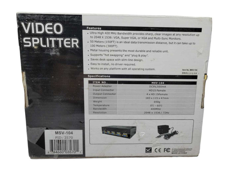 MONOPRICE Video Splitter MSV-104 1-VGA>4-VGA Q%
