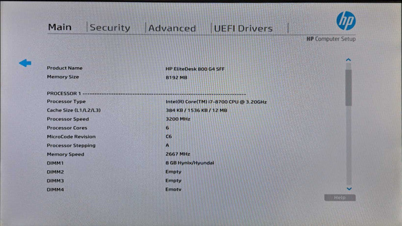 HP EliteDesk 800 G4 SFF i7-8700 @ 3.20GHz 8GB DDR4 No HDD/OS )