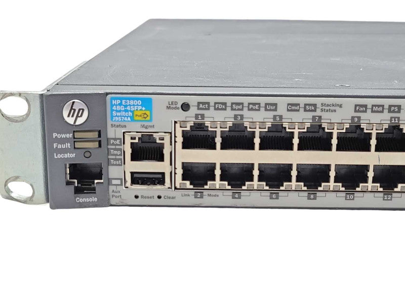 HP E3800 48G-4SFP+ 48 Port Gig Ethernet PoE+ Switch J9574A, 2x PSU _