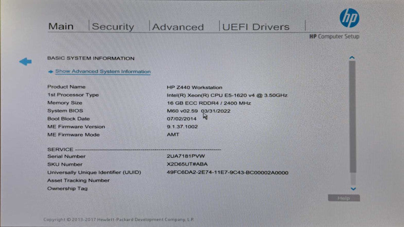 HP Z440 WorkStation Xeon E5-1620 v4 @ 3.50GHz 16GB DDR4 2TB HDD Quadro 600 )