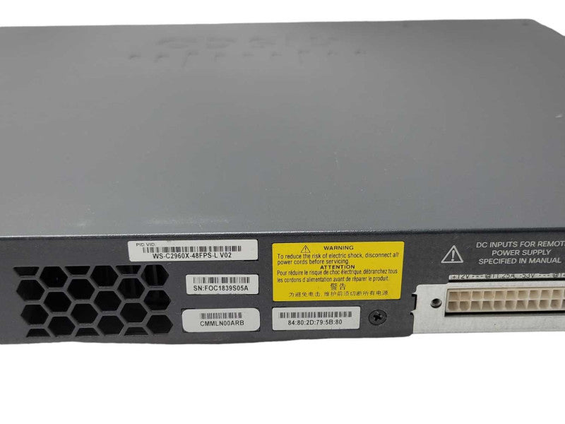 Cisco WS-C2960X-48FPS-L 2960X 48 port GIG POE+ switch _