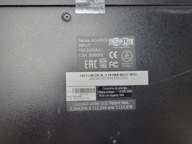 Tripp Lite 108 IP KVM Switch B072-008-1-IP AG-00C3 _