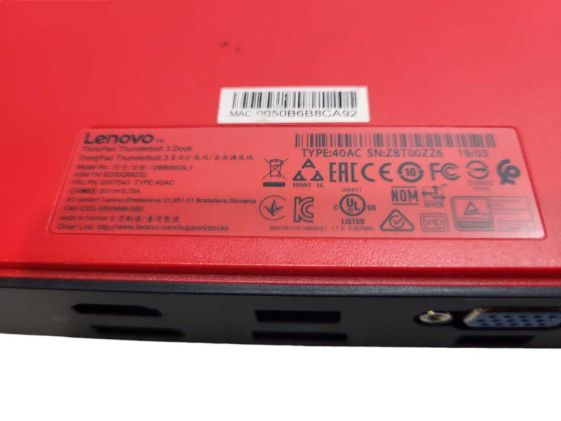Lenovo ThinkPad Thunderbolt 3 Dock Model DBB9003L1 40AC with PSU 135W &