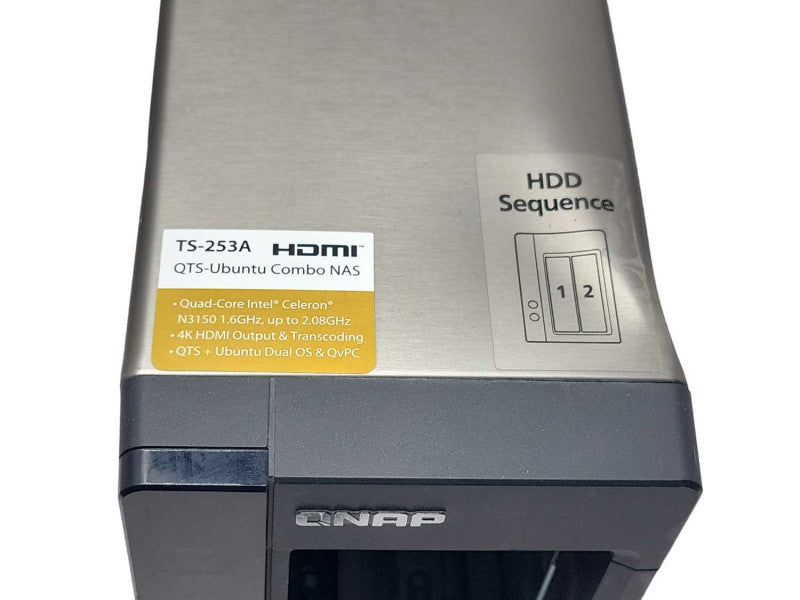 QNAP TS-253A 2-Bay NAS No HDD/Caddies/ power adapter, READ _