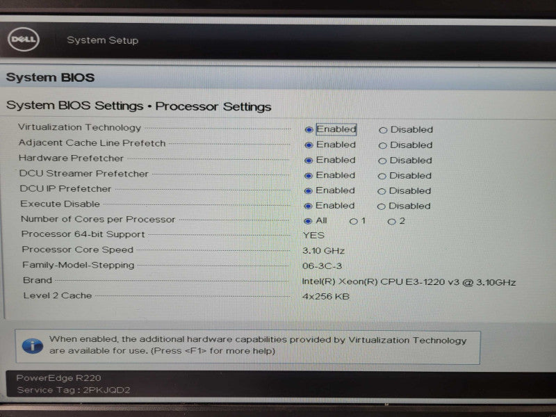 Dell R220 1U Server, Xeon E3 1220v3 3.1Ghz 8GB Ram H310 No HDD _
