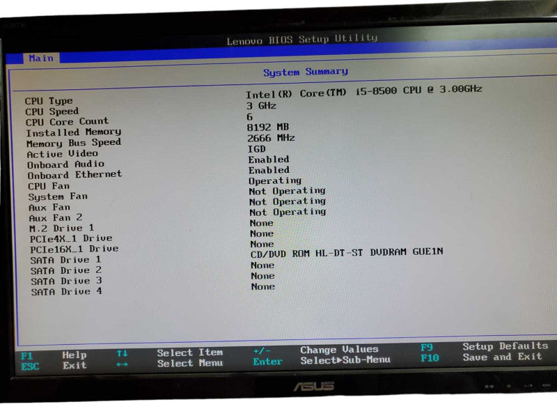 Lenovo ThinkCentre M920S SFF I5 - 8500 CPU @ 3.00GHz 8GB DDR4 Ram NO HDD  Q