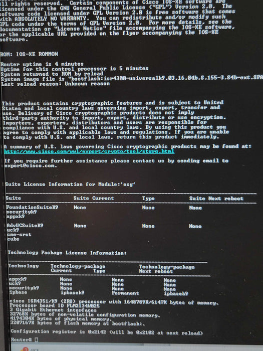 Cisco ISR4351/K9 ISR 4351 Series Integrated Services Router, 1x PSU Q_