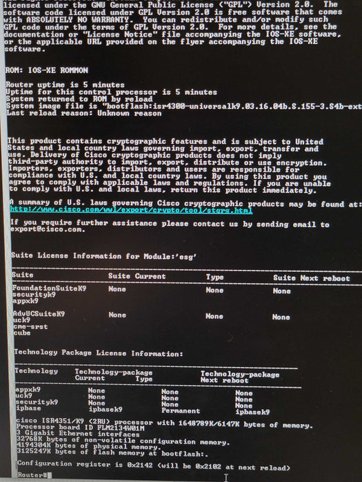 Cisco ISR4351/K9 ISR 4351 Series Integrated Services Router, 1x PSU Q_