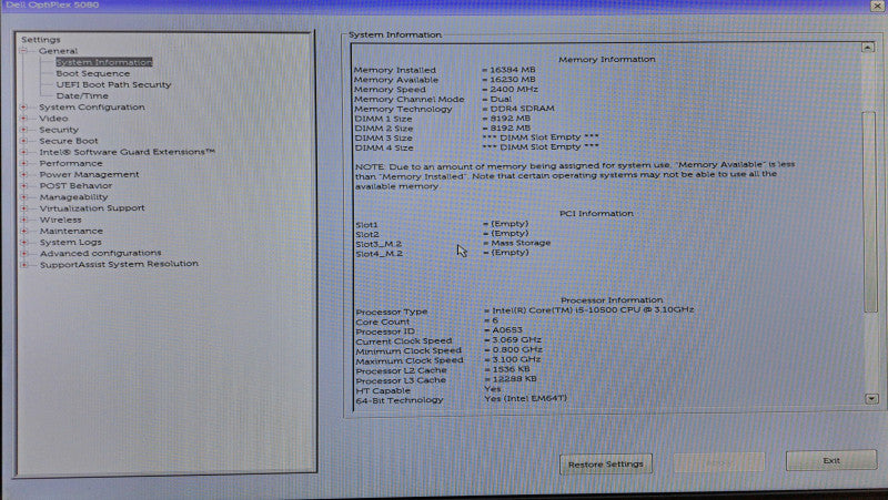 Dell OptiPlex 5080 SFF i5-10500 @ 3.10GHz 16GB DDR4 256GB M.2 )