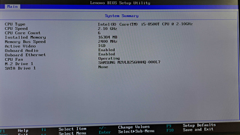 Lenovo M920q USFF i5-8500T @ 2.10GHz 16GB DDR4 256GB M.2 WiFi + Adapter )