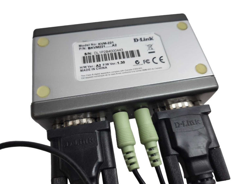 D-Link KVM-221 KVM221 KVM Switch with Cables &