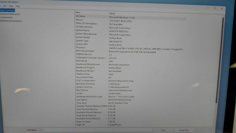 Microsoft Surface Book i5-6300U @ 2.40ghz / 8gb ram / 128GB SSD #