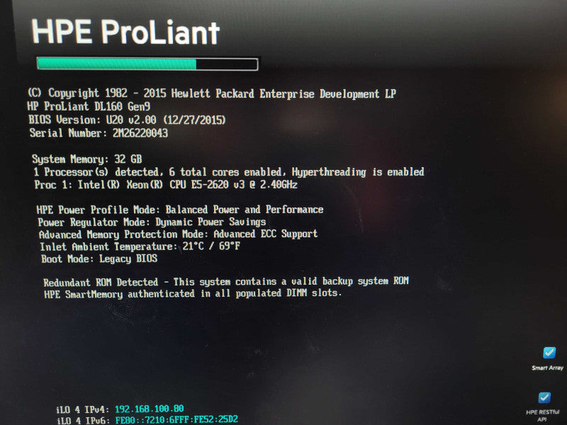 HP Proliant DL160 G9 E5-2620 V3 @2.4GHz 32GB ECC DDR4 H240 RAID NO HDDs $