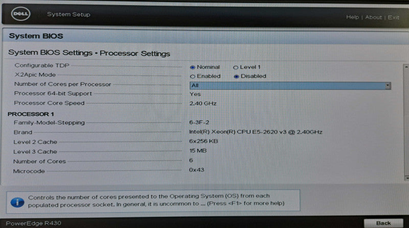 Dell PE R430 Server Xeon E5-2620 v3 @ 2.40GHz 16GB DDR4 H330 Mini 450W PSU )