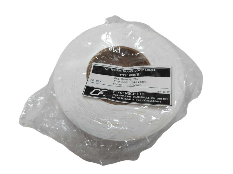 NEW Sealed CF thermal transfer loop label 1\\"x8\\" White LLTS18W Q#