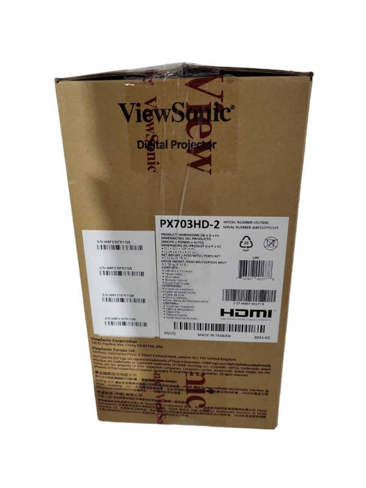ViewSonic PX703HDH-2 1080p DLP Projector - 3500 Lumens - White NEW !