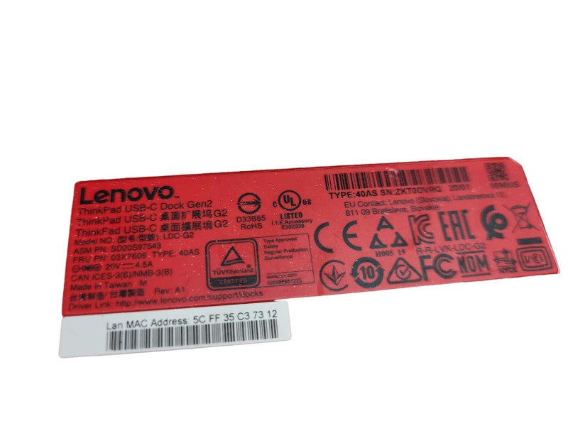 Lenovo ThinkPad USB-C Dock Gen 2 LDC-G2 with 90W PSU &