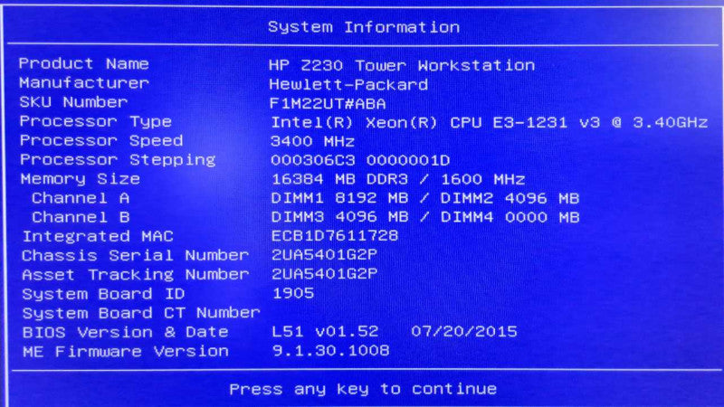 HP Z230 WorkStation Xeon E3-1231 v3 @ 3.40GHz 16GB Ram W4100 GPU *READ* )