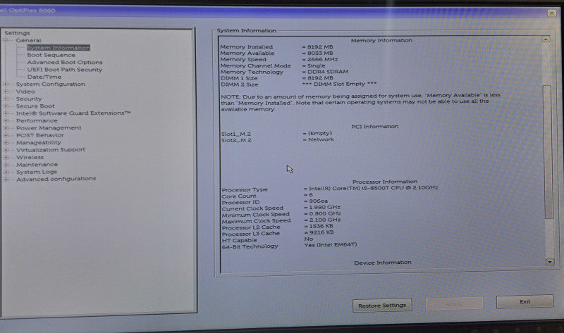 Dell OptiPlex 5060 USFF i5-8500T @ 2.10GHz 8GB DDR4 256GB M.2 WiFi + Adapter )