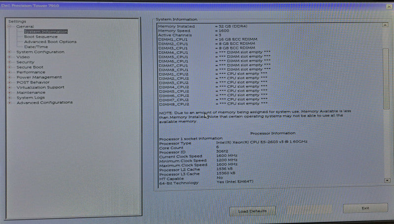 Dell Precision T7910 1x Xeon E5-2603 v3 @ 1.60GHz 32GB DDR4 No GPU/HDD\\'s )
