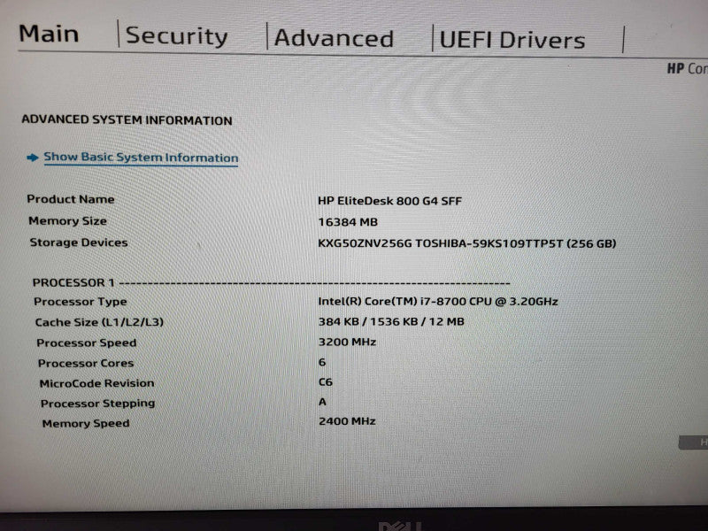 HP EliteDesk 800 G4 SFF i7-8700 @ 3.20GHz 16GB DDR4 256GB NVme $